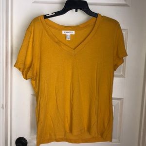 Forever 21 Yellow V-Neck Top